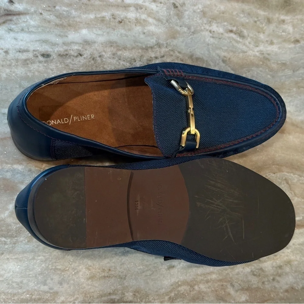 Men’s DONALD J. PLINER Niles Horsebit navy blue leather loafers- Size 12